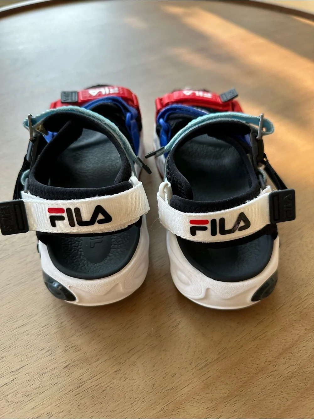 FILA Sport Sandals, Size 4 Big Kid, Black Blue Red White